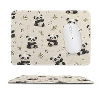MSYKANIX Rustic Cute Animal Panda Soft Stitched Edge Mouse Pad,Colorful Cartoon Green Bamboo Leaf Funny Music Theme Note Pandas Non-Slip Mousepad for Office,Home 20x24 cm