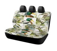 MSYKANIX Rustic Cute Mallard Duck Car Cover Set for Rear Bench Seat with Polyester,Modern Watercolor Hunting Theme Cabin Wildlife Deer Moose Back Covers Universal