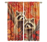 MSYKANIX Rustic Cute Raccoon Blackout Curtains,Realistic Colorful Autumn Forest Beautiful Maple Leaf Animal Red Panda Rod Pocket Window Drapes for Living Room 2 Panels,Each 80Wx183L cm