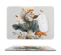 MSYKANIX Rustic Cute Squirrel Soft Stitched Edge Mouse Pad,Cartoon Colorful Fairy Tale Forest Botanical Mushroom Animal Book Non-Slip Mousepad for Office,Home 20x24 cm