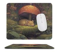 MSYKANIX Rustic Fantasy Mushroom Soft Stitched Edge Mouse Pad,Cute Colorful Fairy Tale Forest Mouse Plant Leaves Flower Pinecone Non-Slip Mousepad for Office,Home 25x30 cm