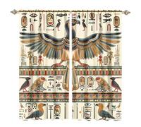 MSYKANIX Rustic Hieroglyphics Print Eagle Rod Pocket Curtain for Bedroom,Colorful Abstract Ancient Egypt Pharaoh Anubis Pyramid Blackout Window Drapes 2 Panels,Each 107Wx214L cm