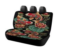 MSYKANIX Rustic Modern Fish Car Rear Seat Covers Interior for Trucks SUV,Colorful Vintage Red Floral Lotus Leaves Japanese Golden Fish Automotive Accessories
