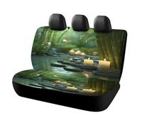 MSYKANIX Rustic Modern Japanese Zen Car Cover Set for Rear Bench Seat with Polyester,Realistic Colorful Japan Spa Bamboo Trees Candles Back Covers Universal
