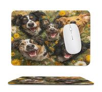 MSYKANIX Rustic Realistic Dog Non-Slip Mousepad,Colorful Cute Spring Garden Floral Daisies Animal Pet Puppy with Most Types of Mouse,Stitched Edges for Decoration 20x24 cm