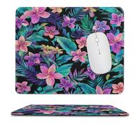 MSYKANIX Rustic Realistic Floral Soft Stitched Edge Mouse Pad,Abstract Colorful Tropical Jungle Plant Flower Boho Palm Leaves Non-Slip Mousepad for Office,Home 25x30 cm