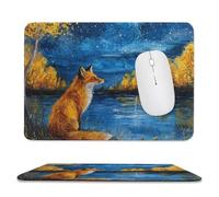 MSYKANIX Rustic Realistic Fox Non-Slip Mousepad,Colorful Oil Painting Autumn Forest Maple Leaves Cute Wildlife Fox with Most Types of Mouse,Stitched Edges for Decoration 7.9x9.4 Inch