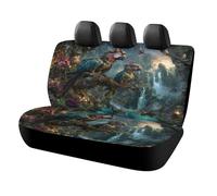 MSYKANIX Rustic Vintage Parrot Car Rear Seat Covers Interior for Trucks SUV,Colorful Beautiful Tropical Rainforest Waterfall Wildlife Bird Floral Automotive Accessories