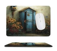 MSYKANIX Rustic Vintage Spring Garden Soft Stitched Edge Mouse Pad,Beautiful Colorful Farmhouse Butterfly Wildflowers Sunflowers Non-Slip Mousepad for Office,Home 20x24 cm