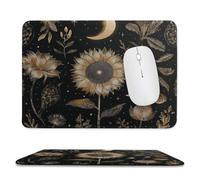 MSYKANIX Rustic Vintage Sunflower Soft Stitched Edge Mouse Pad,Abstract Colorful Boho Moon Spring Garden Plant Leaf Flower Sunflowers Non-Slip Mousepad for Office,Home 7.9x9.4 In