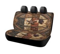 MSYKANIX Rustic Vintage Texas Star Print Car Cover Set for Rear Bench Seat with Polyester,Colorful Abstract American Western Farmhouse Texas Star Cowboy Back Covers Universal