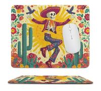 MSYKANIX Rustic Watercolor Gothic Skull Soft Stitched Edge Mouse Pad,Abstract Colorful Western Cowboy Skeleton Plant Cactus Floral Daisy Non-Slip Mousepad for Office,Home 25x30 cm
