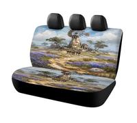 MSYKANIX Rustic Watercolor Horse Car Cover Set for Rear Bench Seat with Polyester,Colorful Beautiful American Farm Aztec Horses Windmill Flower Back Covers Universal
