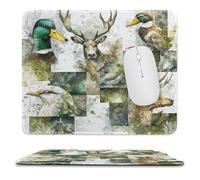 MSYKANIX Rustic Watercolor Mallard Duck Soft Stitched Edge Mouse Pad,Modern Cute Hunting Theme Cabin Wildlife Deer Moose Bird Non-Slip Mousepad for Office,Home 25x30 cm