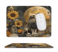 MSYKANIX Vintage Abstract Lion Soft Stitched Edge Mouse Pad,Rustic Colorful Spring Garden Flower Sunflowers Starry Sky Full Moon Non-Slip Mousepad for Office,Home 20x24 cm