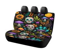 MSYKANIX Vintage Abstract Skeleton Car Rear Seat Covers Interior for Trucks SUV,Rustic Colorful Gothic Skull Mushroom Boho Floral Hippie Flower Automotive Accessories