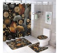 MSYKANIX Vintage Colorful Flower 4 Pcs Shower Curtain Sets,Abstract Geometric Art Decor Boho Indian Mandala Spring Garden Floral Bathroom Sets with Rugs,Toilet Lid Cover And Bath Mat