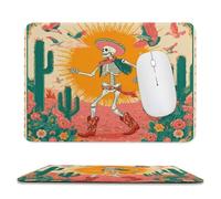 MSYKANIX Vintage Colorful Gothic Skull Soft Stitched Edge Mouse Pad,Abstract Rustic Western Cowboy Skeleton Plant Cactus Flower Birds Non-Slip Mousepad for Office,Home 20x24 cm