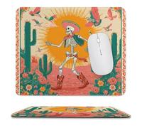 MSYKANIX Vintage Colorful Gothic Skull Soft Stitched Edge Mouse Pad,Abstract Rustic Western Cowboy Skeleton Plant Cactus Flower Birds Non-Slip Mousepad for Office,Home 25x30 cm
