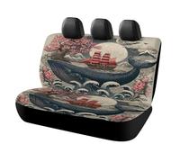MSYKANIX Vintage Colorful Whale Car Rear Seat Covers Interior for Trucks SUV,Abstract Modern Ocean Ship Flower Cherry Blossom Nautical Full Moon Automotive Accessories