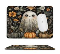 MSYKANIX Vintage Cute Ghost Non-Slip Mousepad,Abstract Colorful Halloween Gothic Pumpkins Plant Leaves Floral with Most Types of Mouse,Stitched Edges for Decoration 20x24 cm