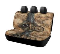 MSYKANIX Vintage Realistic Quill Car Cover Set for Rear Bench Seat with Polyester,Rustic Colorful Mid Century Nautical Compass Old Antique Map Back Covers Universal