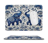 MSYKANIX Vintage Rustic Elephant Soft Stitched Edge Mouse Pad,Cute Abstract Indian Mandala Plant Floral Boho Wildlife Elephant Non-Slip Mousepad for Office,Home 20x24 cm