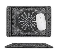MSYKANIX Vintage Rustic Norse Viking Soft Stitched Edge Mouse Pad,Mid Century Ancient Symbols Mythology Mystical Vikings Symbol Non-Slip Mousepad for Office,Home 20x24 cm