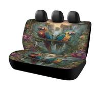MSYKANIX Vintage Rustic Parrot Car Rear Seat Covers Interior for Trucks SUV,Beautiful Colorful Tropical Rainforest Waterfall Animal Bird Flower Automotive Accessories