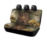 MSYKANIX Watercolor Rustic Wooden Wheel Car Rear Seat Covers Interior for Trucks SUV,Colorful Farmhouse Wooden Board Animal Butterflies Floral Sunflowers Automotive Accessories