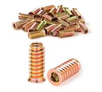 msymsyu 25 Pcs Threaded Inserts M6x6mm Insert Nuts Hex Drive Head Nuts Carbon Steel Threaded Inserts for Wooden for Various Wood Furniture Manufacturing and Assembly