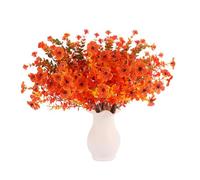 msymsyu Artificial Flowers 7 Bundles Autumn Decorations 36cm Artificial Golden Eucalyptus Camellia Orange-Red Violet Flower for Living Room Office Wedding