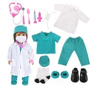 MSYO - 18 Inch Doll Medical Playset, Pretend Play with White Cloak, Scrubs and Surgical Tools, STEM Role Play Costume for Kids Ages 3-12, Fits