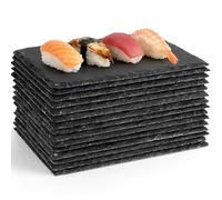 MSYU 15 Pcs 22 x 15 cm Slate Charcuterie Boards Bulk, Mini Slate Cheese Board Black Sushi Platters Individual Stone Serving Tray Plates for Food, Appetizers, Cheese, Meat, Party