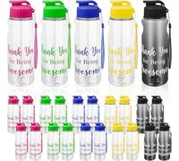 MSYU 15 Pieces Thank You Gifts Plastic Water Bottle Bulk, 500 ml Inspirational Sport Drink Bottles Water Travel Bottles Reusable Large Water Bottles with Leak Proof Flip Top for Party Outdoor