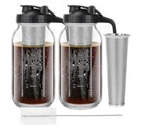 MSYU 2 Pack 64oz Cold Brew Coffee Maker with Stainless Steel Mesh Filter, 2 Quart (1.9 Liter) Heavy Duty Iced Coffee Maker w/Flip Cap Lid and Spout