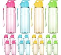 MSYU 20 Pcs Plastic Water Bottles for Kids Bulk, 500 ml Gym Sports Reusable Large Drink Bottles with Flip Top, Leakproof for Party, Outdoor, School, Adults & Children