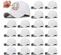 MSYU 20Pcs DIY Kids Baseball Caps with Adjustable Back Strap, Blank White Cap for Art Craft Embellishments, Paint, Sports