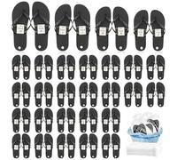 MSYU 24 Pairs Flip Flops Bulk for Wedding Party Guest Sandals Pack Hotel Guest Spa Slippers Casual Slippers with Assorted Size Card Sign and Drawstring Bag (Black)