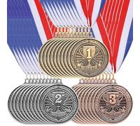 MSYU 30 Pcs Gold Silver Bronze Award Medals, Metal Winner Award Medals with Neck Ribbon, 1st 2nd 3rd Prize Medals for Kids, Adults, Sports Day Prizes, Gymnastics Competitions, Party Favours, 2 Inches