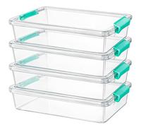 MSYU 4 Pack Plastic Storage Bins with Lids, 5.7 L Clear Sensory Bins, Arts Crafts Organizers and Storage, Stackable Containers for Home Office and School Supplies