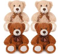 MSYU 4 Packs 14 Inches Bears Plush Stuffed Animals Cute Soft Stuffed Bear Bulk for Girls Boys Girlfriend Gifts (Light Brown, Dark Brown)