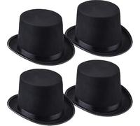 MSYU 4 Packs Tall Top Hat Felt Tuxedo Costume Coachman Magician Hat for Halloween Party Dress Up Circus Accessories
