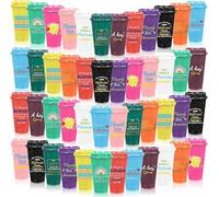 MSYU 48 Pcs Employee Appreciation Gift 470 ml Coffee Cups with Lid,Thank You Tumblers Reusable Plastic Coffee Cups Team Building Gifts Travel Mug for Coworker Staff Team Teacher(Colorful)