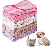 MSYU 8 Pieces Fluffy Puppy Cats Blanket with Cute Printed Paws, Soft Flannel Snuggle Blankets, Washable&Warm Pet Sleep Bed Couch Cushion Mat for Puppies Small Dogs Cats Kittens Rabbit-23.6 x 15.7in