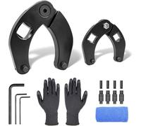 MSYU Adjustable Gland Nut Wrench Set of 2 1266 & 7463, Hydraulic Cylinder Spanner Wrench with Pins, Allen Wrenches, Microfiber Towel & Gloves for Farm Construction Equipment