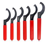 MSYU Coilover Adjustment Wrenches Set, 6 Pieces Coilover Wrench Shock Spanners Hook Wrenches Tools, C-Shape Spanners for Suspension System (Red & Black)