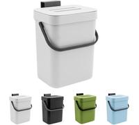 MSYU Kitchen Small Trash Can with Lid, 5L/1.3 Gal Hanging Compost Bin Under Sink, Plastic Waste Basket Garbage Box for Kitchen Counter/Bedroom/Bathroom/Dorm/Office/Camping (Black)