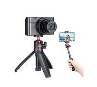 MT-08 Black Mini Tripod for Camera, 1/4" Screw Universal Tripod Compatible with DJI OSMO Pocket 3/Insta 360 x 5/OSMO 360/Sony/Canon/Nikon Fuji, Extendable Handheld Vlogging Video Filming Table Stand