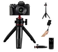 MT-08 Portable Camera Tripod, Mini Tabletop With 1/4" Screw with 360° Ball Head Selfie Stick Stand Handle Grip for Travel Sony ZV1/RX100 VII/RX1R II Canon G7X Mark Fujifilm X100V Smartphone